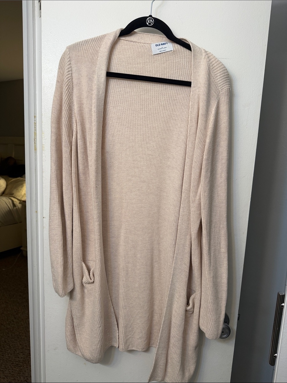 Old Navy Beige Open-Front Women's Cardigan Sweater with pockets